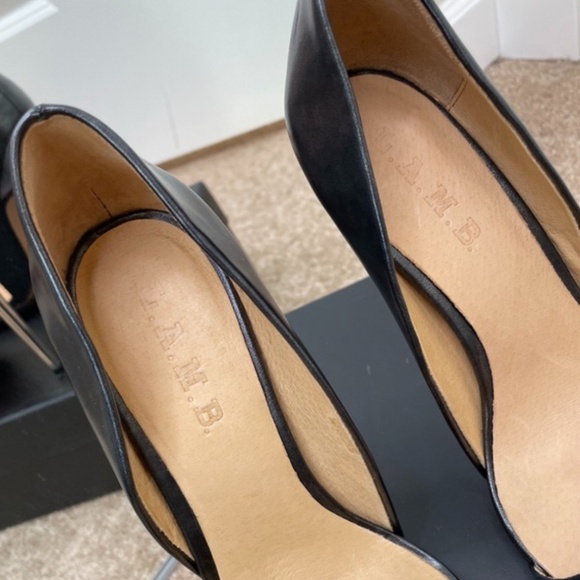 L.A.M.B. Black Stiletto D'Orsay High Heels Size 7 - Picture 3 of 8